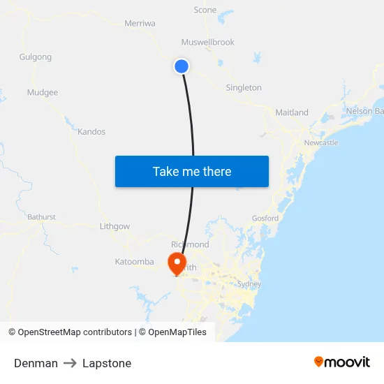 Denman to Lapstone map