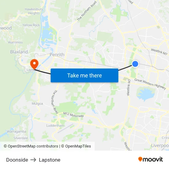 Doonside to Lapstone map