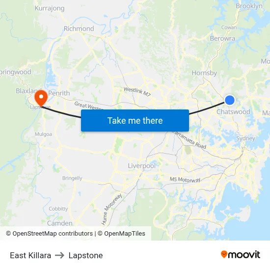 East Killara to Lapstone map