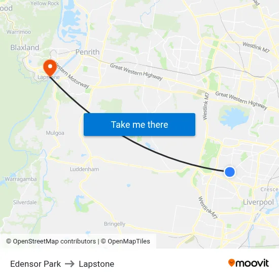 Edensor Park to Lapstone map