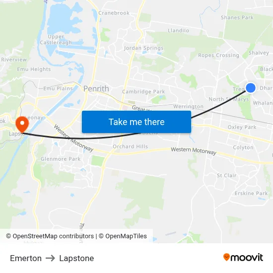 Emerton to Lapstone map