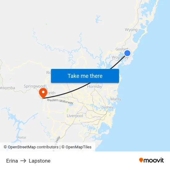 Erina to Lapstone map