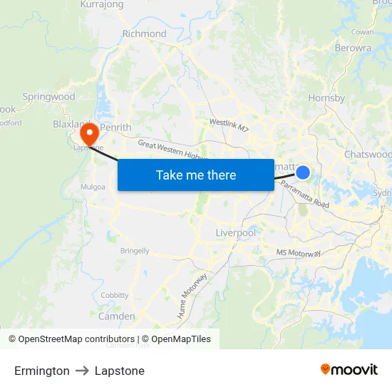 Ermington to Lapstone map