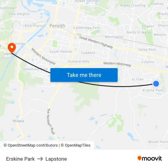 Erskine Park to Lapstone map