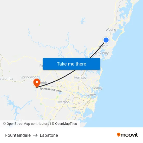 Fountaindale to Lapstone map