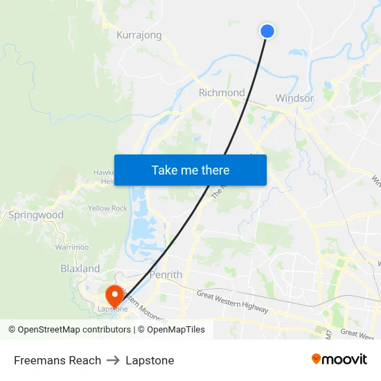 Freemans Reach to Lapstone map