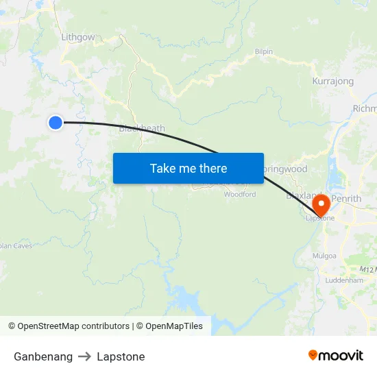 Ganbenang to Lapstone map