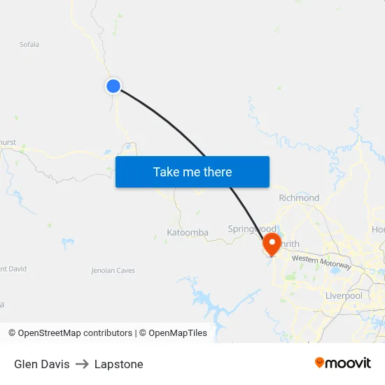 Glen Davis to Lapstone map