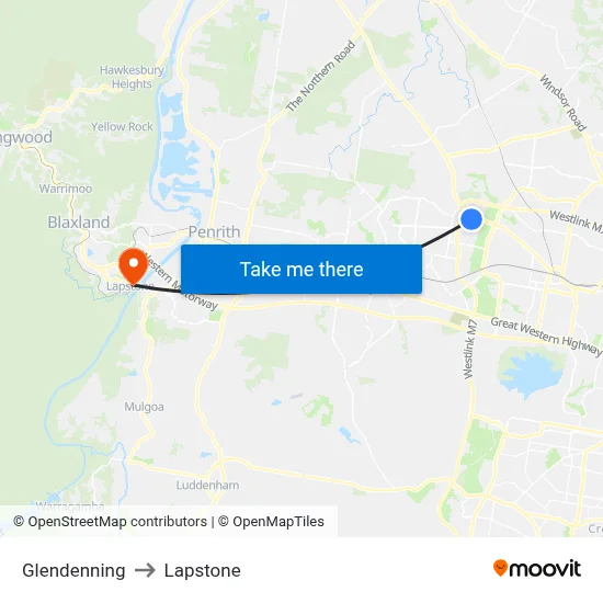 Glendenning to Lapstone map