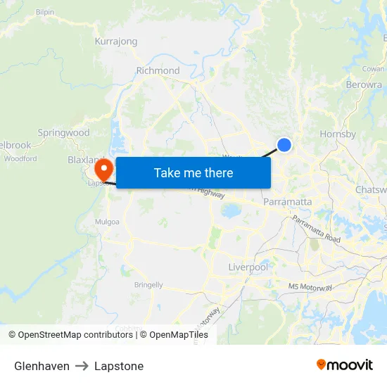 Glenhaven to Lapstone map