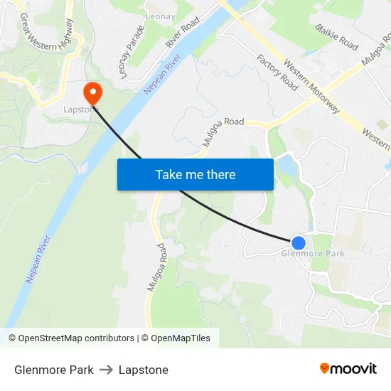 Glenmore Park to Lapstone map