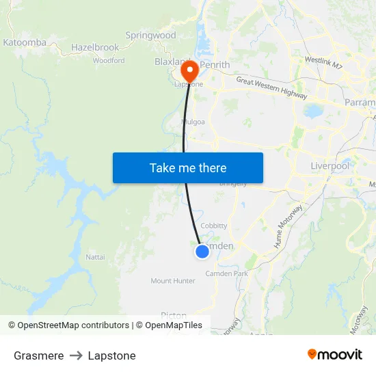 Grasmere to Lapstone map