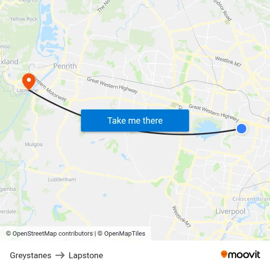 Greystanes to Lapstone map