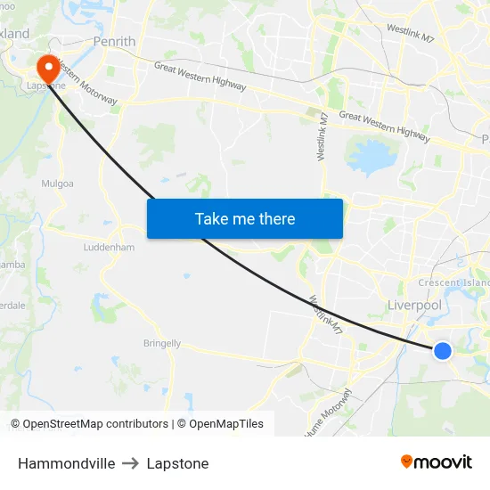 Hammondville to Lapstone map
