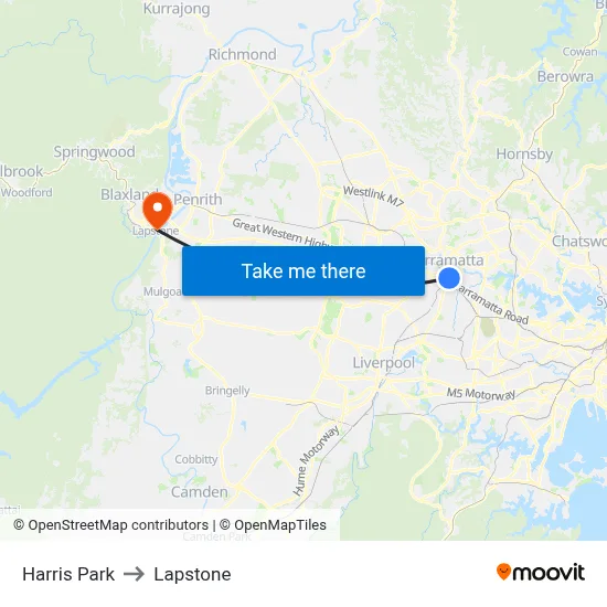 Harris Park to Lapstone map