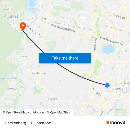 Heckenberg to Lapstone map