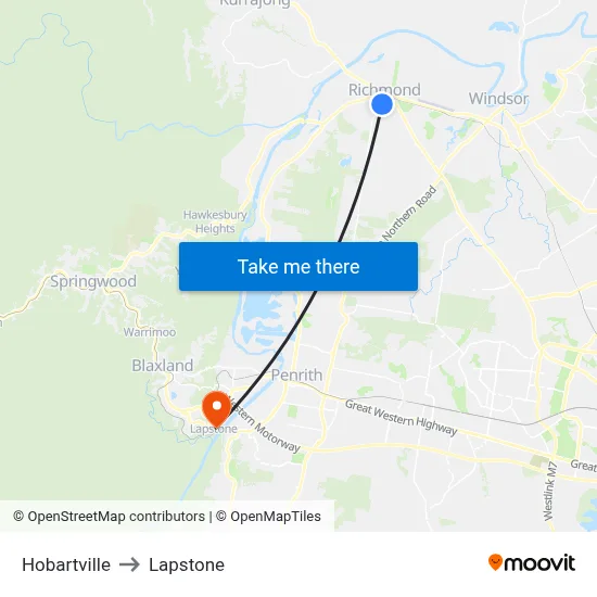 Hobartville to Lapstone map