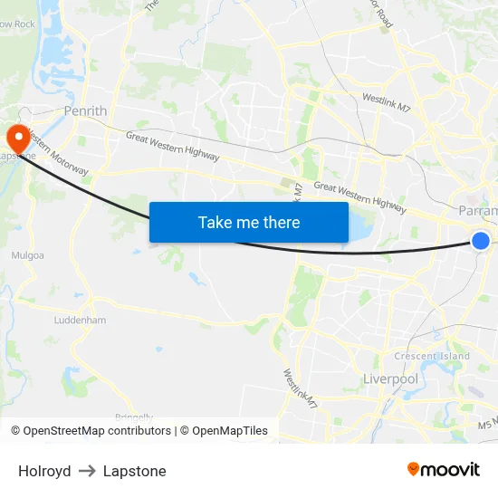 Holroyd to Lapstone map