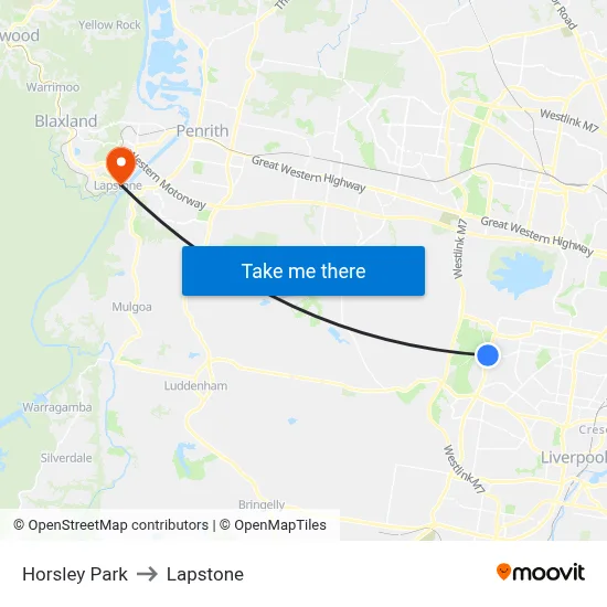 Horsley Park to Lapstone map