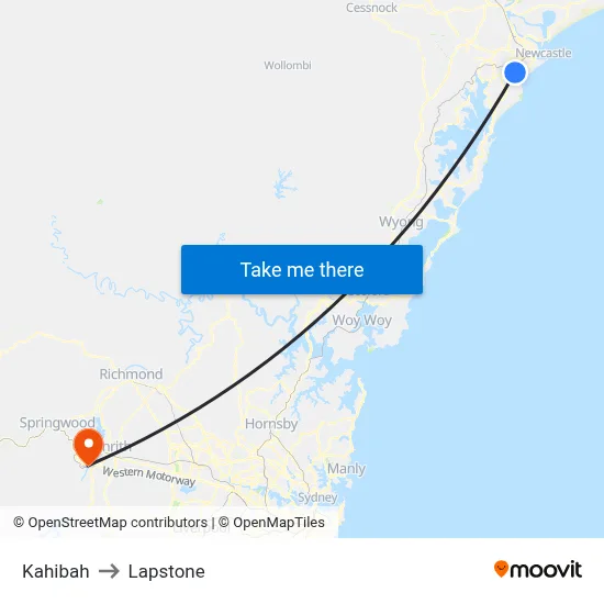 Kahibah to Lapstone map
