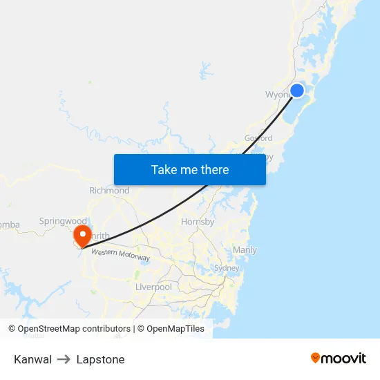 Kanwal to Lapstone map