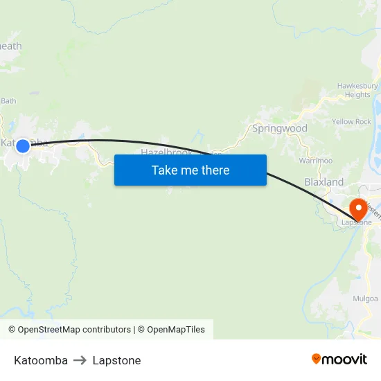 Katoomba to Lapstone map