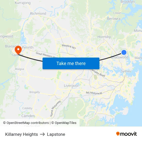 Killarney Heights to Lapstone map