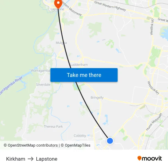 Kirkham to Lapstone map