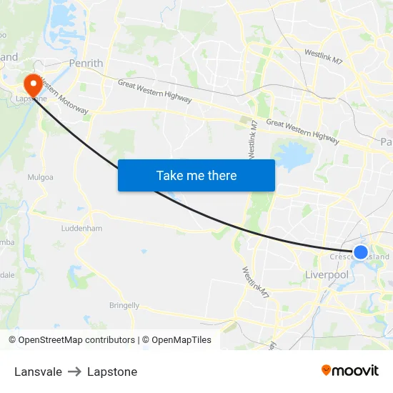 Lansvale to Lapstone map