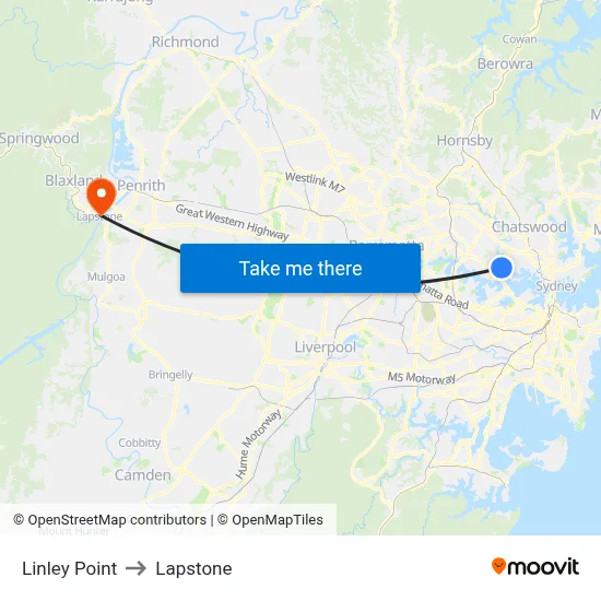 Linley Point to Lapstone map