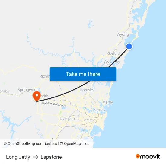 Long Jetty to Lapstone map