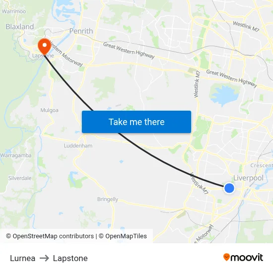 Lurnea to Lapstone map