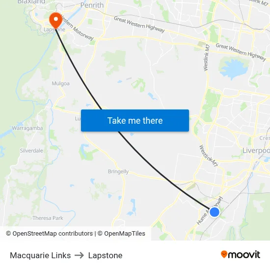 Macquarie Links to Lapstone map