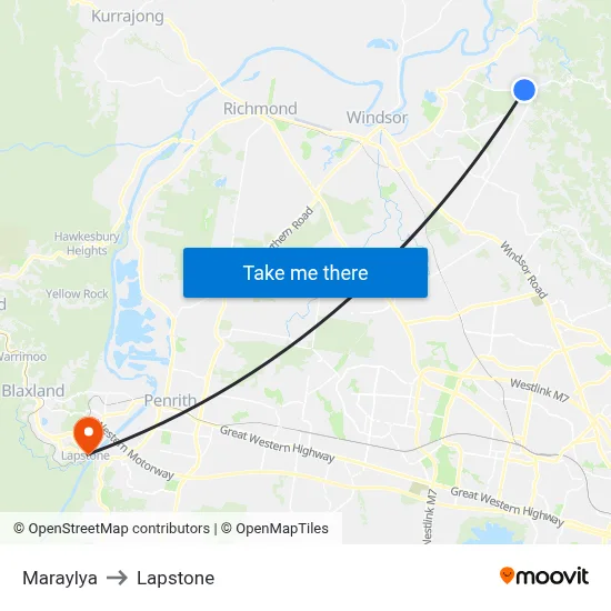 Maraylya to Lapstone map