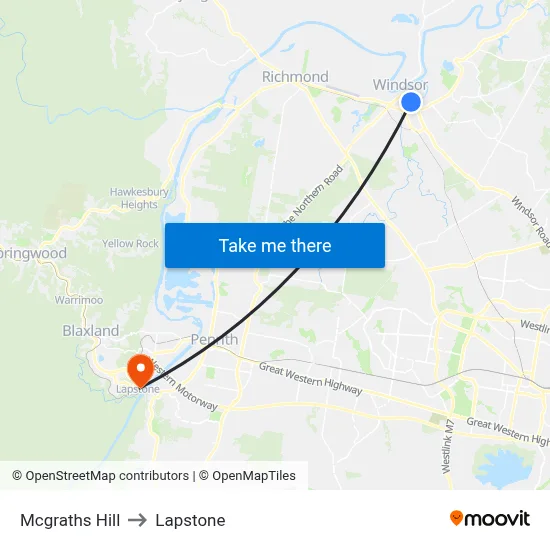 Mcgraths Hill to Lapstone map
