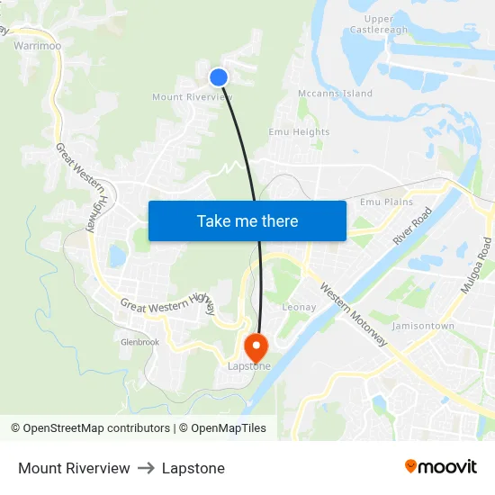 Mount Riverview to Lapstone map