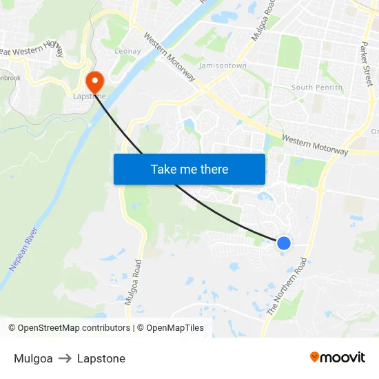 Mulgoa to Lapstone map