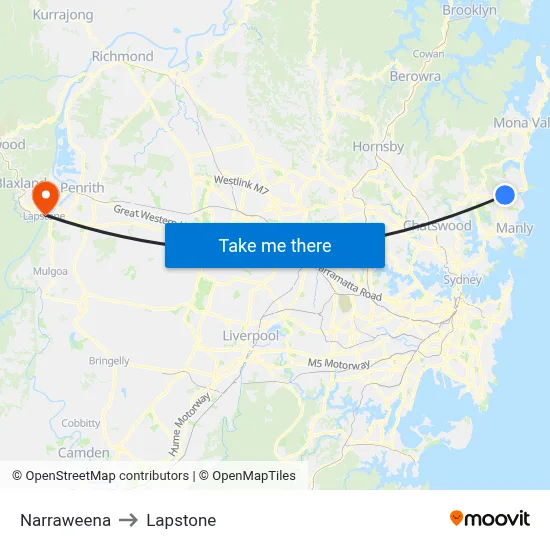 Narraweena to Lapstone map