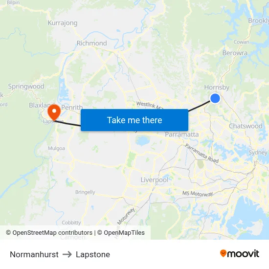 Normanhurst to Lapstone map