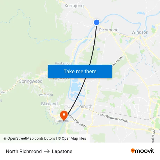 North Richmond to Lapstone map