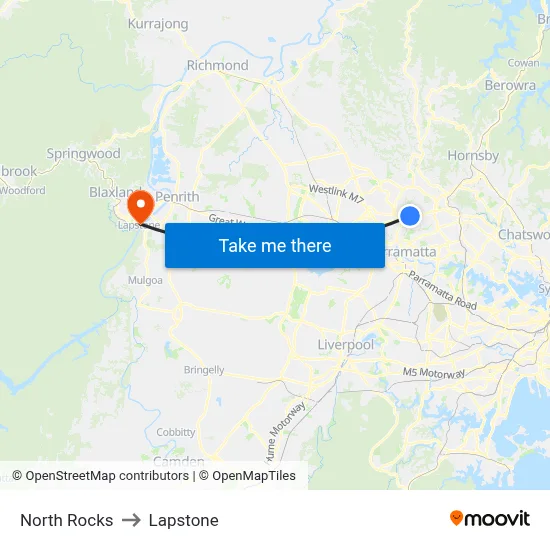 North Rocks to Lapstone map
