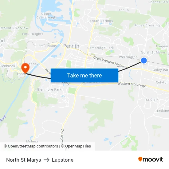 North St Marys to Lapstone map