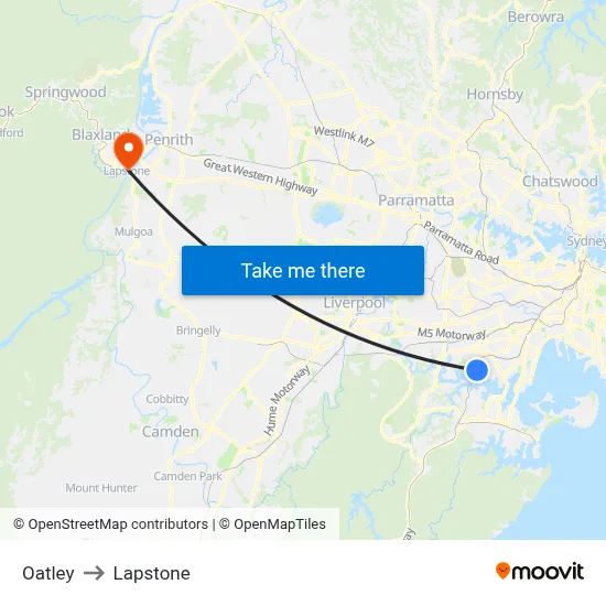 Oatley to Lapstone map