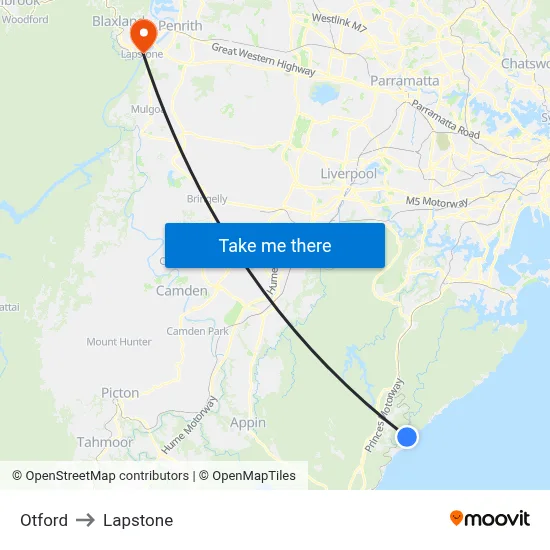Otford to Lapstone map