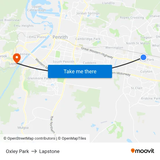 Oxley Park to Lapstone map