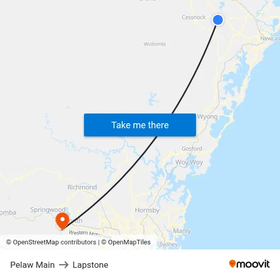 Pelaw Main to Lapstone map