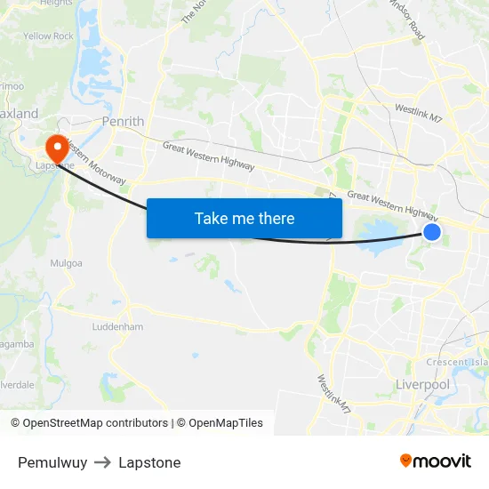 Pemulwuy to Lapstone map