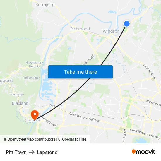 Pitt Town to Lapstone map