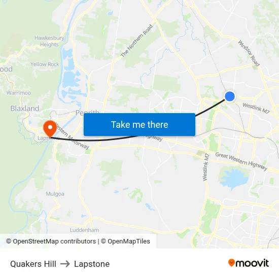 Quakers Hill to Lapstone map