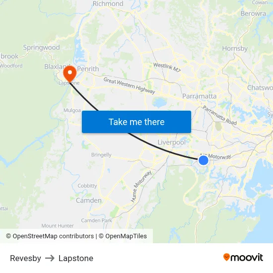 Revesby to Lapstone map